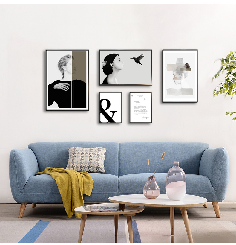 现代简约挂画 北欧客厅沙发背景墙装饰画卧室餐厅ins时尚壁画组合