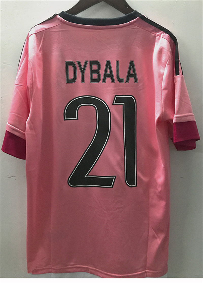 经典复古球衣15-16赛季尤wen图斯21号迪巴拉短长袖粉色足球服单件