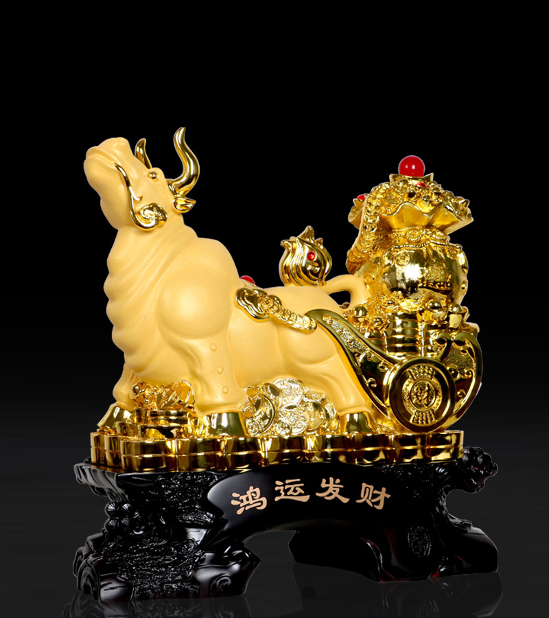 生肖牛摆件招财牛鸿运发财雅信树脂工艺品批发风水开业乔迁礼品