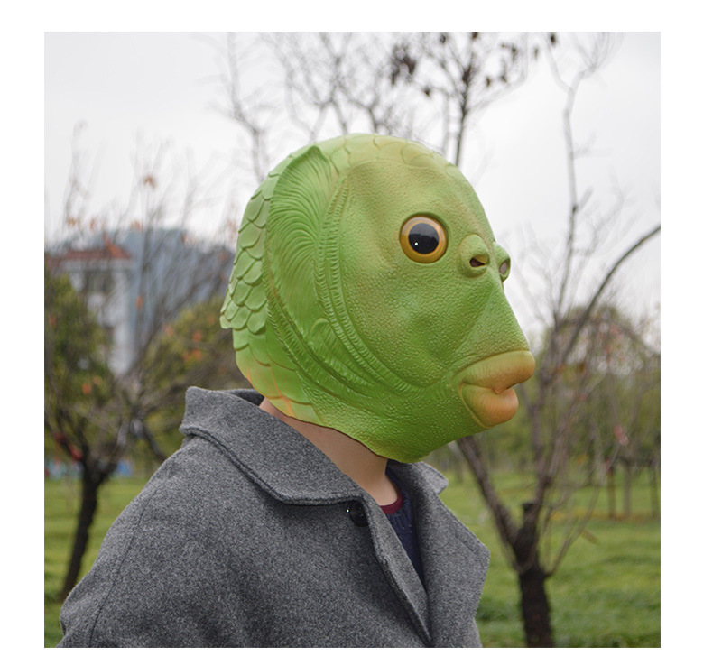 抖音绿头怪头套皮卡丘年会表演面具网红绿鱼人头套酒吧搞笑怪马头