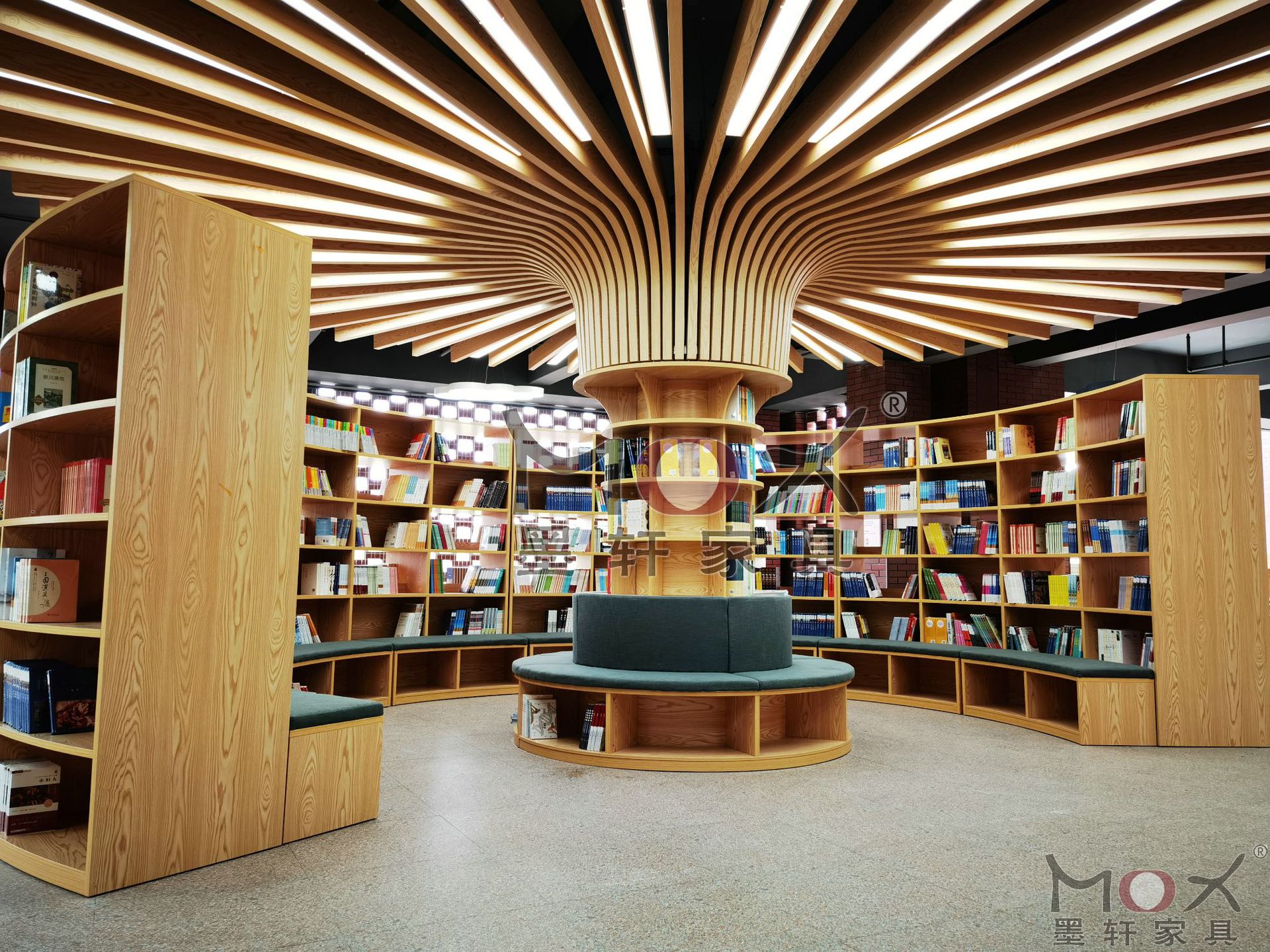 圆柱书架包柱书架弧形书架带树枝的书架圆弧形书架树形书架