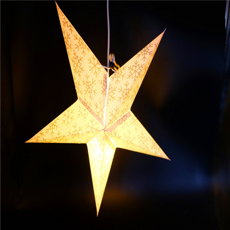 厂家定制商场幼儿园节庆装饰星纸质印金葱七角星45cm印金粉纸星星