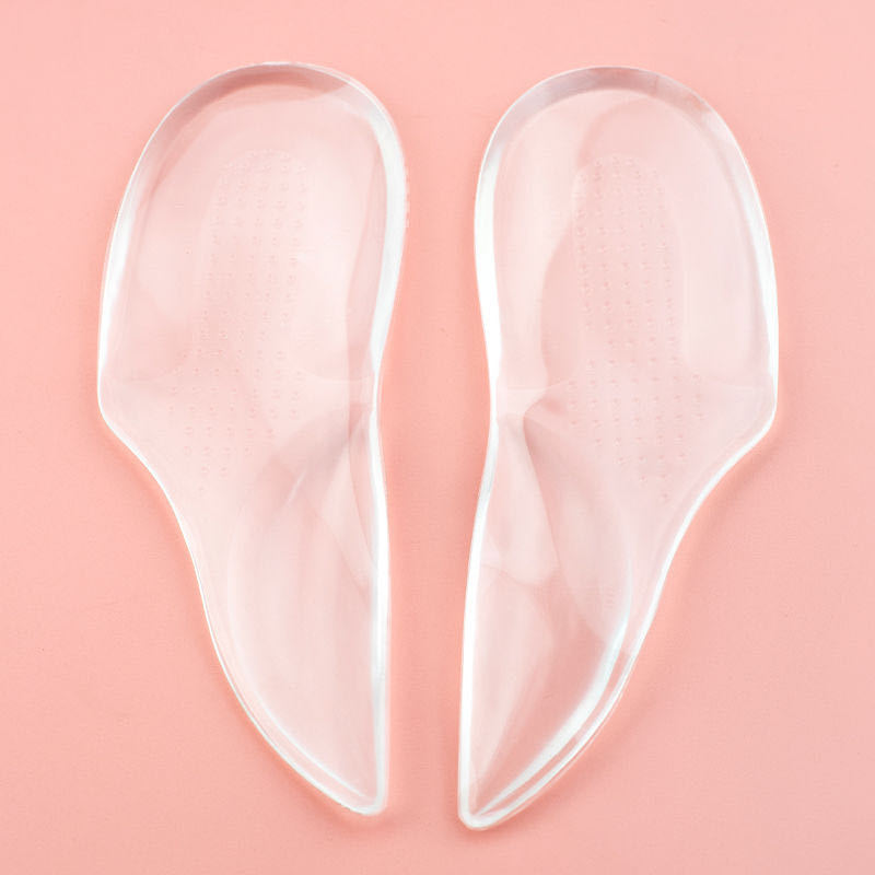 硅胶足跟垫扁平足矫正鞋垫硅胶透明防滑按摩足弓支撑脚后跟垫