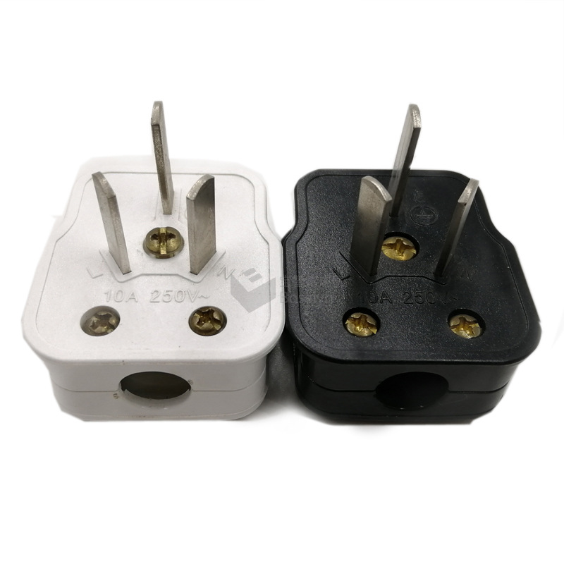 厂家直销10a国标组装电源插头 国标三扁脚家用电器装配式插头