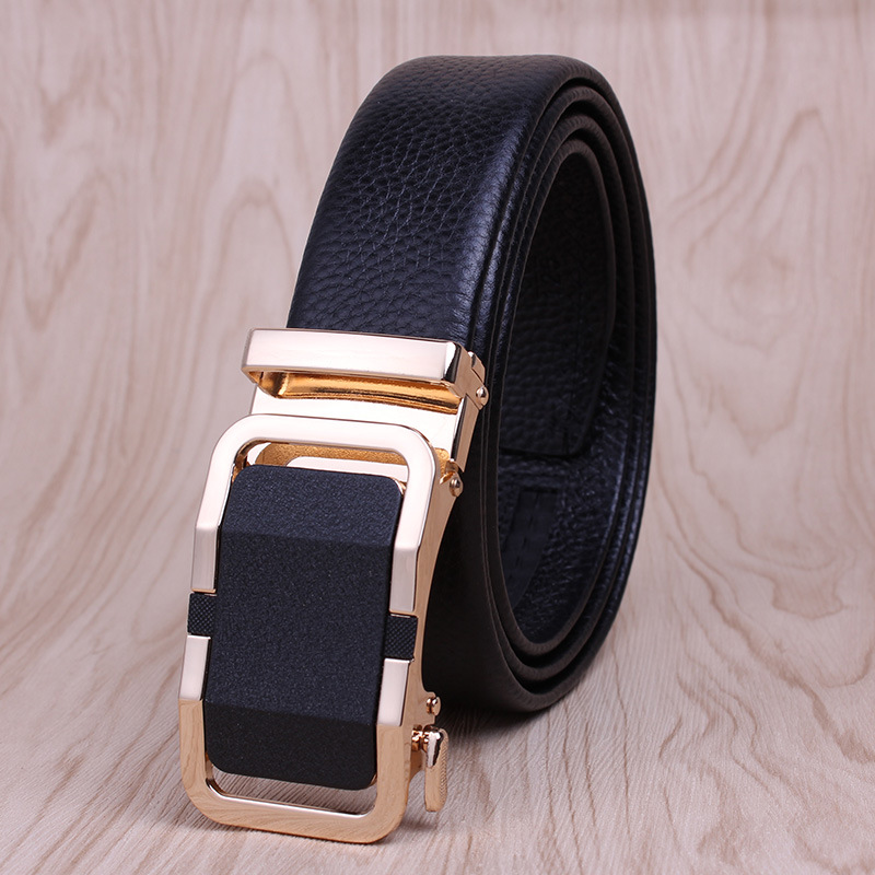 Men's Leather Belt Genuine Leather High-End Automatic Buckle Casual Men's Cowhide Belt Men's Pant Belt Belt Men's Wholesale