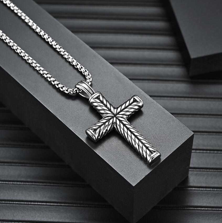 复古麦穗项链时尚女神礼物饰品个性潮配饰抹油斜条纹男士十字架