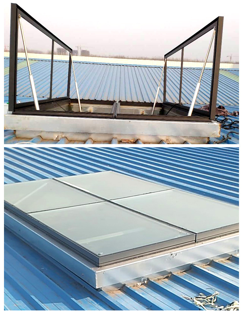 电动采光通风天窗三角形天窗一字排烟天窗车间屋顶通风采光顶天窗