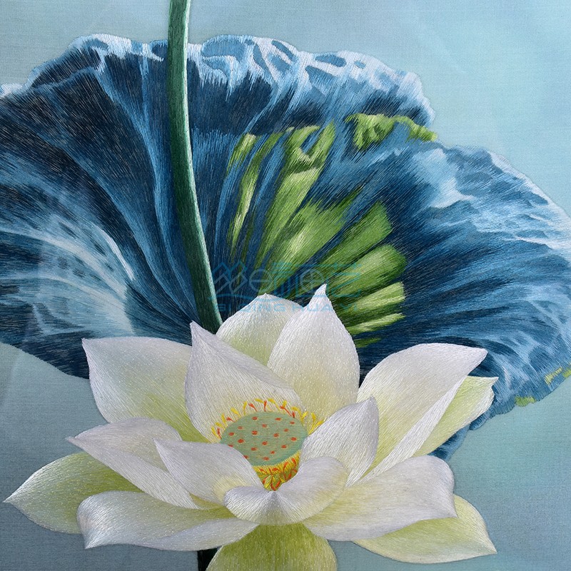 苏绣成品手工刺绣4丝精品意境荷花清荷客餐厅玄关卧室装饰画包邮