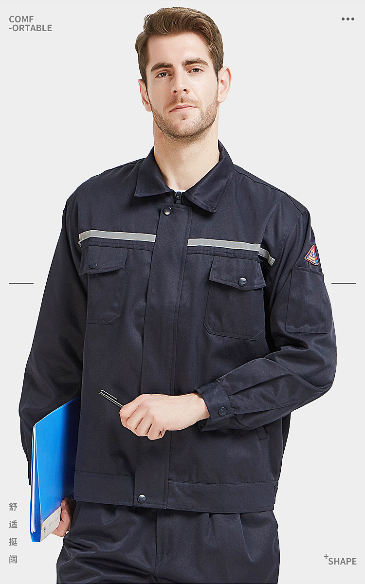 工厂直销耐酸碱服定制带反光条春秋款长袖工作衣服加油站化工工装