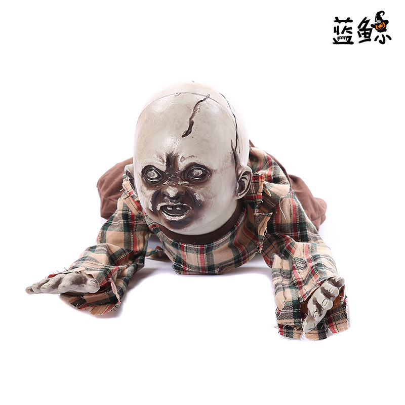 新款万圣节小孩爬鬼整蛊道具恐怖吓人电动爬行鬼鬼屋吓人装饰道具