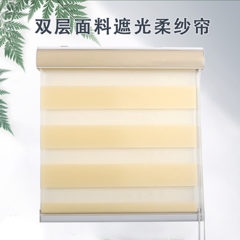 Louver Curtain Roller Shutter Double Roller Blind Soft Gauze Curtain Day & Night Curtain Tracery Window Screen Shading Curtain