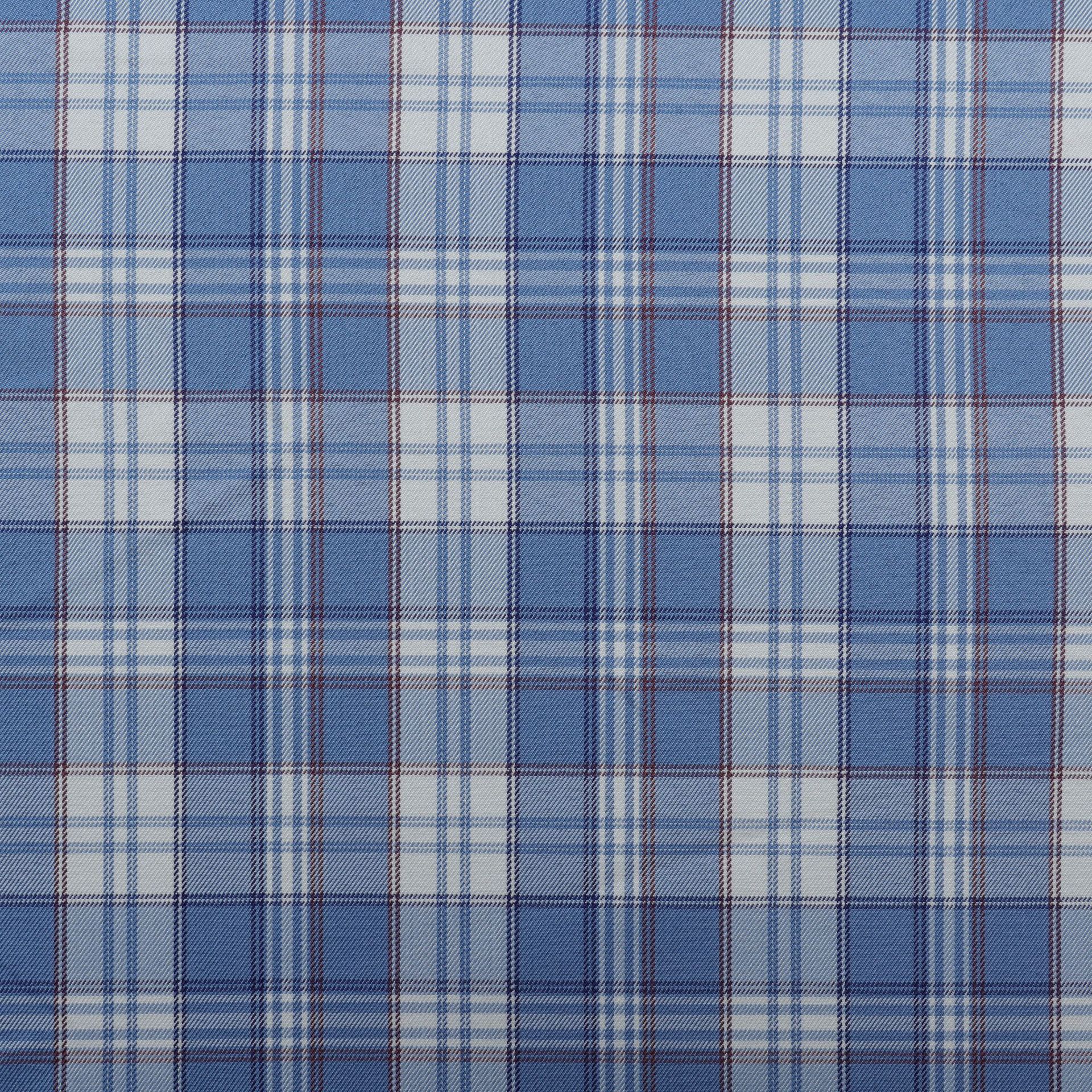 全涤色织斜纹蓝色格子布jk制服百褶短裙休闲服装连衣裙面料现货