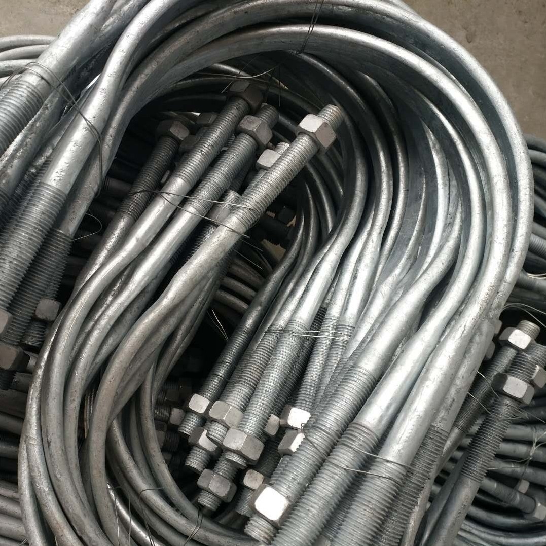 电力金具热镀锌u型抱箍撑铁抱箍u型螺栓加强热镀扁抱箍