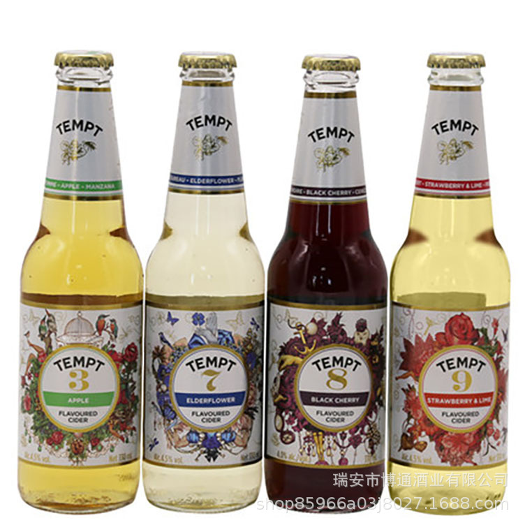 丹麦原装进口瓶装 tempt诱惑8号车厘子味露酒330ml*24瓶果味啤酒