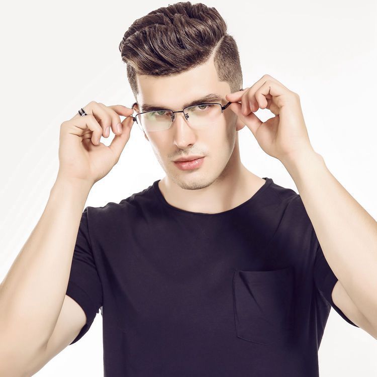 商务精英近视钛复古眼镜架纯钛眼镜框钛金眼镜框近视男士配眼镜