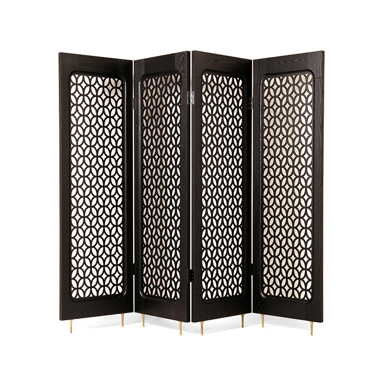 顺艺雅定制折屏扇形风窗新中式屏风镂空花格隔断实木背景墙客厅