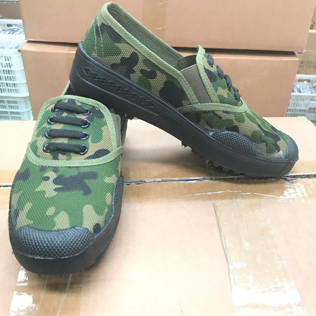 厂家直销帆布工作训鞋 加厚底迷彩军训鞋 低帮87解放鞋批发