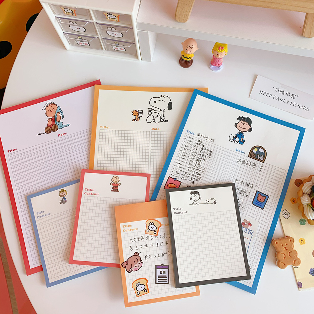 Korean Simple Ins Little Boy Big Notepad Cartoon Bear Student Grid Notepad Girl Heart Notebook