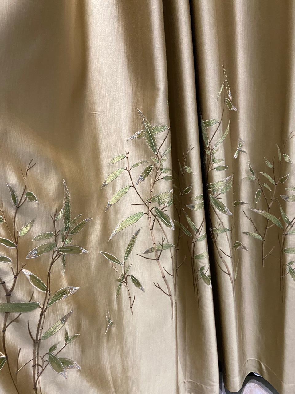 2020年新款中式刺绣高精密竹子窗帘清新淡雅落地客厅书房仿真丝