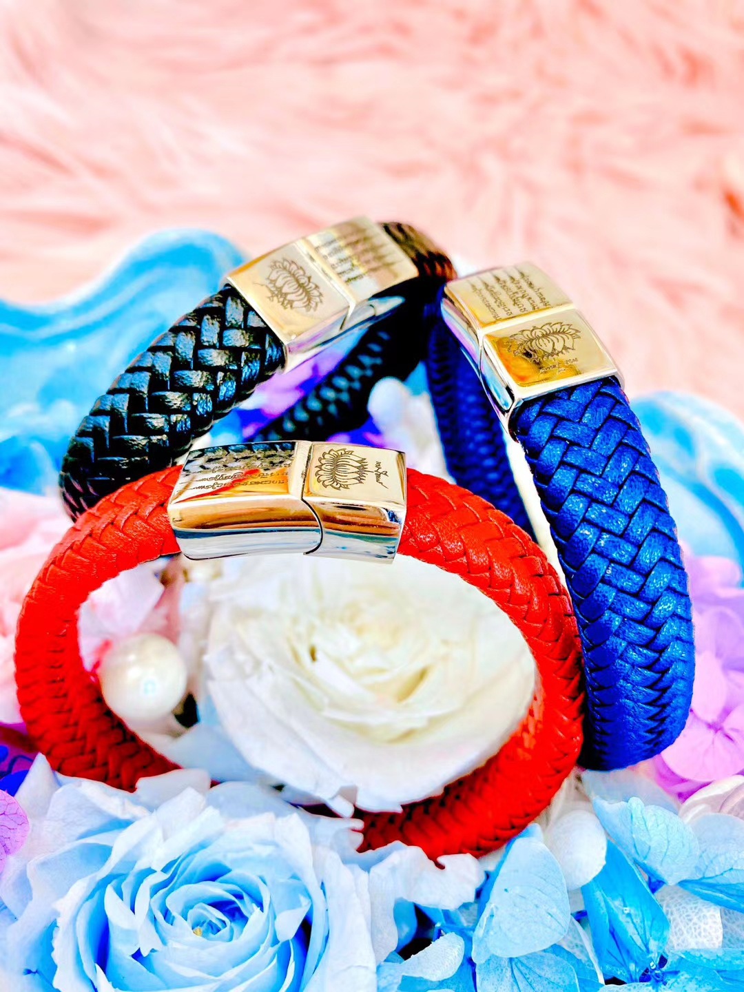 泰国原庙 阿赞力矿神牛莲花五条经文手镯 招财转运人缘手链