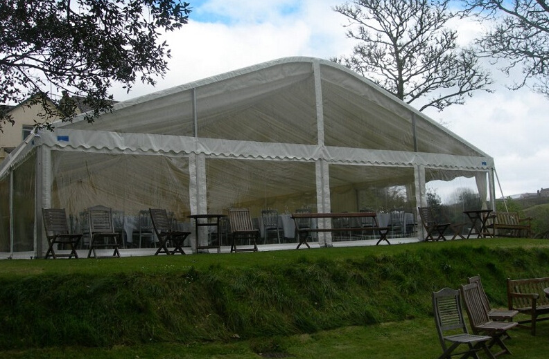 弧形篷房拱形篷房弯柱铝合金帐篷婚礼桃形商用活动仓储机库篷房