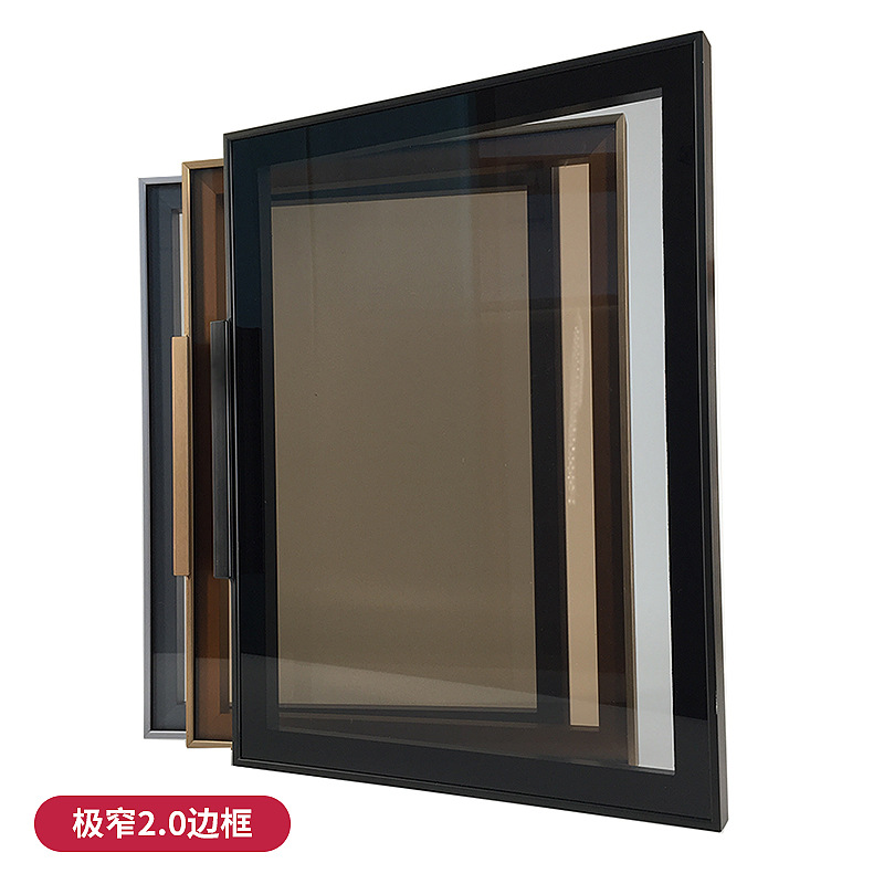 极简玻璃柜门定制衣柜门平开门轻奢窄边铝合金钢化玻璃书柜门