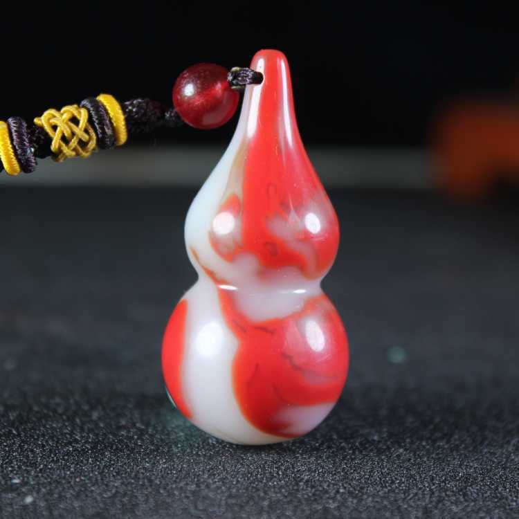 真品玉石和外蒙金丝玉鸡血玉葫芦吊坠男女款式七彩玉葫芦吊坠