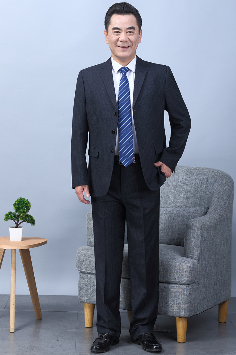 秋冬季中老年西装套装爸爸西服大码中年人父亲装男士老年休闲50岁