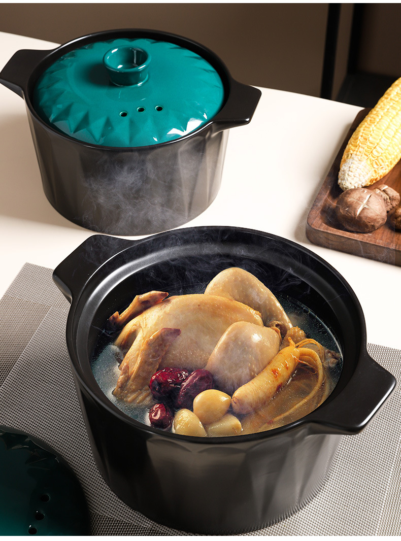 创意钻石砂锅瓦罐煲汤家用燃气大容量带盖沙锅陶瓷汤锅炖锅煮粥煲