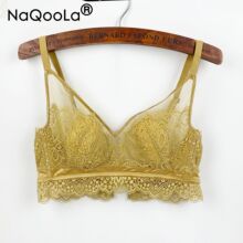 NaQooLa新款品牌薄杯蕾丝无钢圈美背文胸 女士水晶杯眼睫毛内衣