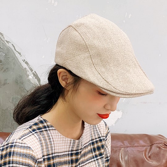 日系春夏薄款透气前进帽复古文艺鸭嘴帽子女韩版百搭短檐鸭舌帽潮