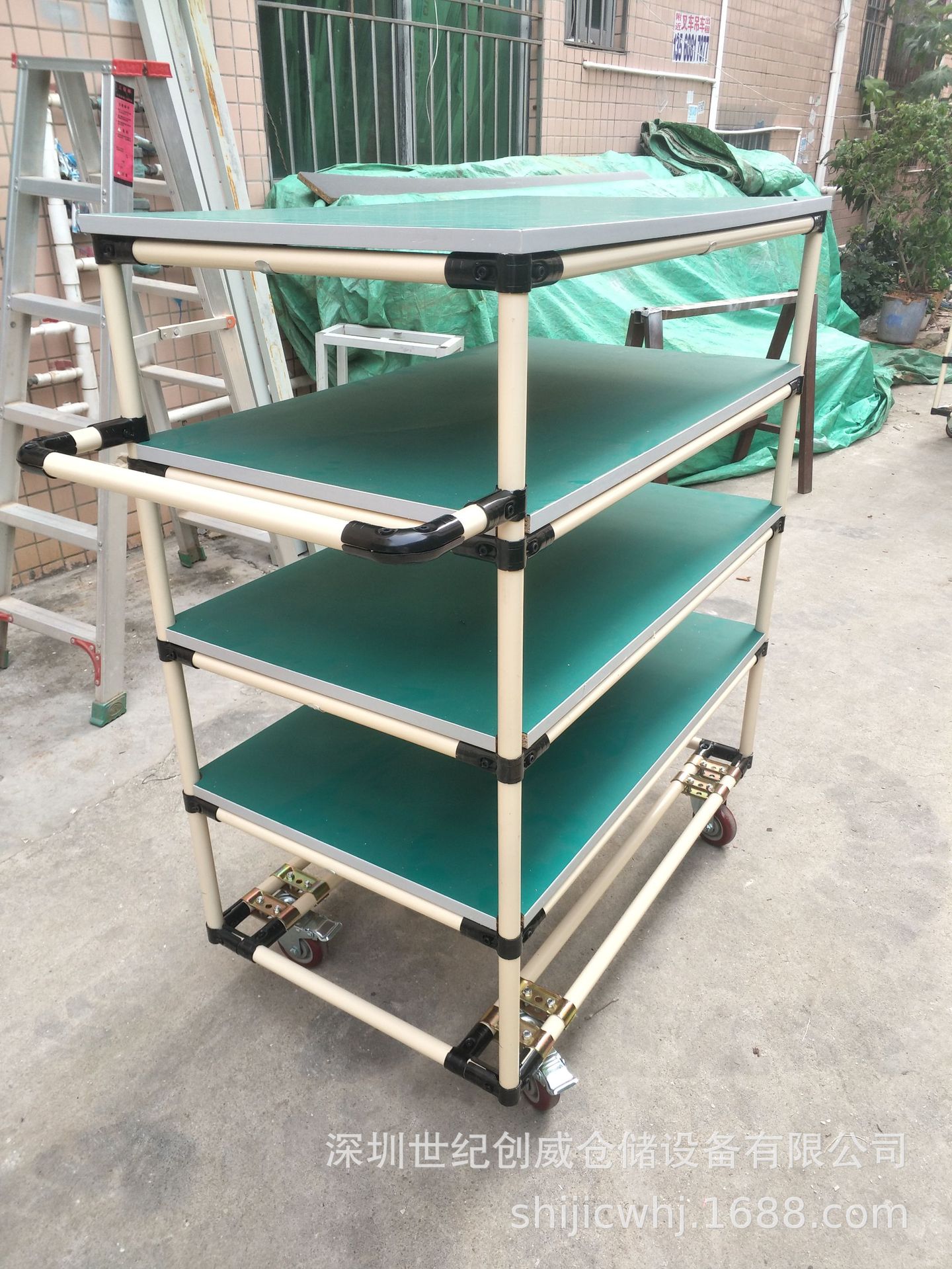 精益管周转车物料架车间手推车工具车可移动货架多层防静电小推车