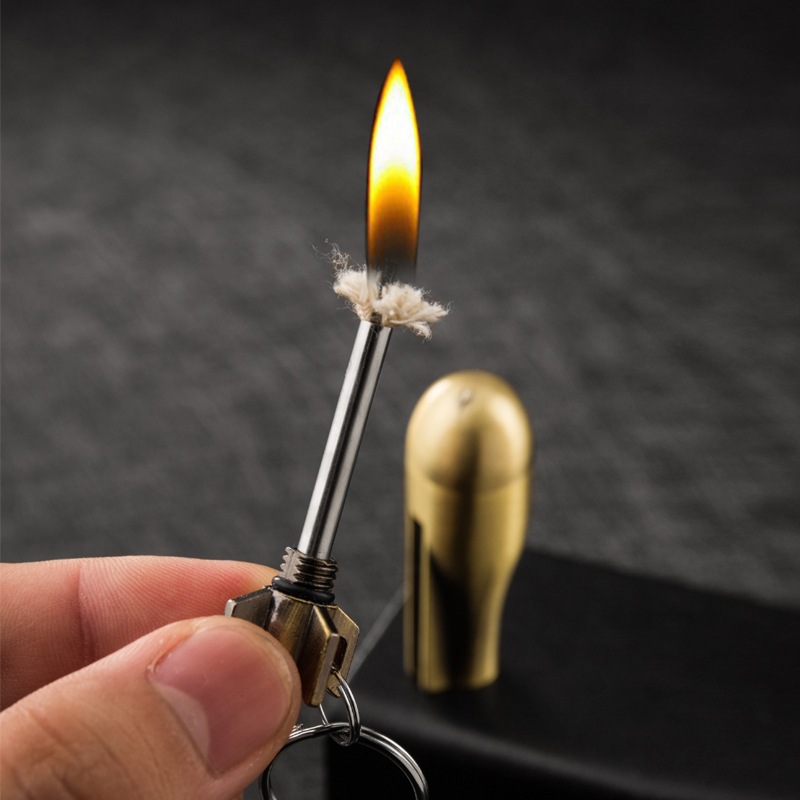 创意防水军事万次火柴打火机棉芯送煤油火机万能火柴钥匙扣收藏礼