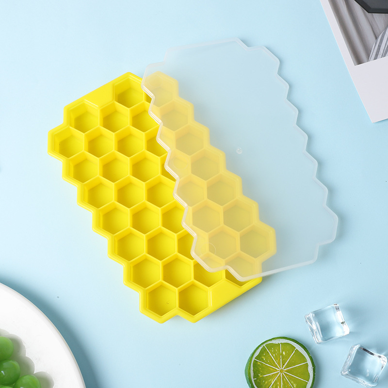37-Hole Honeycomb Silicone Ice Tray Household Commercial Easy-to-Take Ice Homemade Fruit Ice Cube Ice Mold with Lid Ice Tray