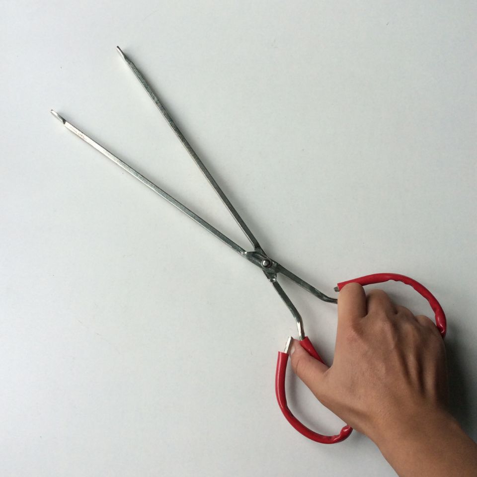 40cm火钳夹煤夹煤钳柴火夹垃圾夹红胶柄卫生夹铁夹烧烤木炭夹火剪