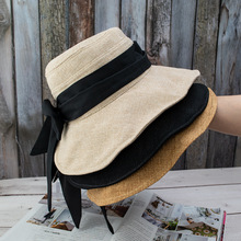日本订单帽子女夏季遮阳防晒大蝴蝶结渔夫帽防紫外线可折叠太阳帽