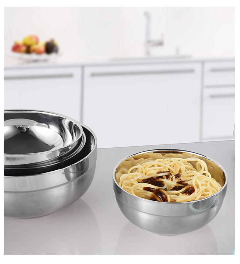 304不锈钢双层铂金碗 工厂批发食堂家用饭碗汤碗学生儿童碗具餐具