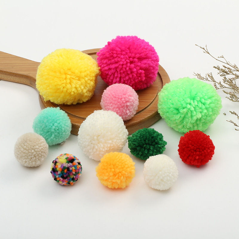 新款diy饰品玩具配件彩色开司米毛线球花球多色毛球定制颜色配色