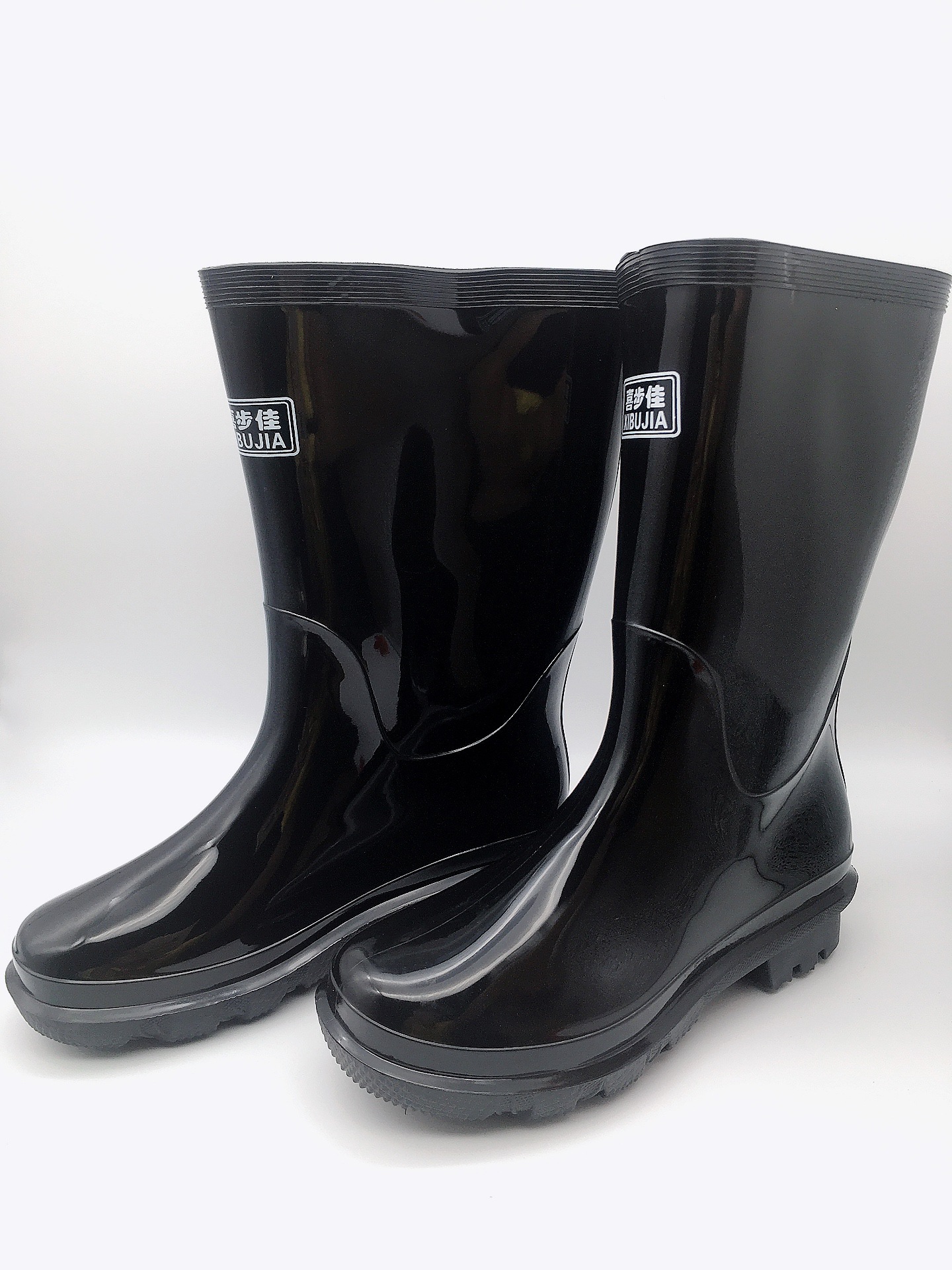 一件代发喜步佳厚底纯色中筒雨鞋男水鞋厨房防滑水靴耐磨劳保雨靴