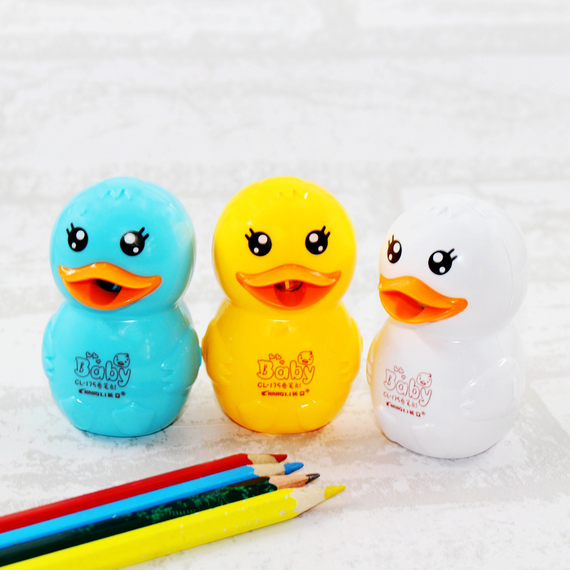 长立175可爱卡通动物单孔便携卷笔刀 学生小鸭削笔刀笔刨批发