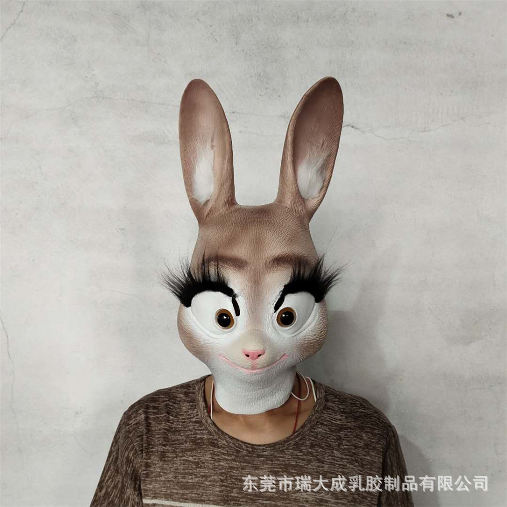 可爱兔子朱迪头套面具 疯狂动物城搞笑影视头饰 化妆舞会派对道具