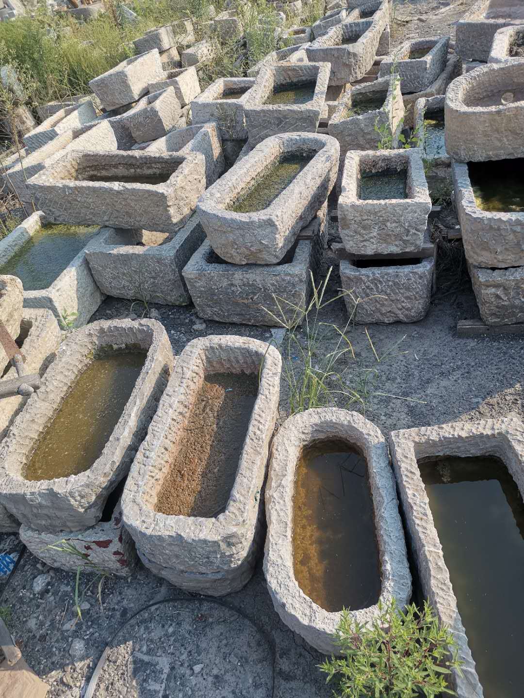 民间老石槽石臼子石缸磨盘刻字景区摆件洗手台青石板铺路石