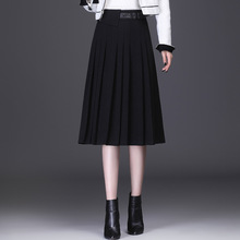 毛呢百褶裙女秋冬半身裙a字裙中长款2020新款大码高腰呢子冬裙厚