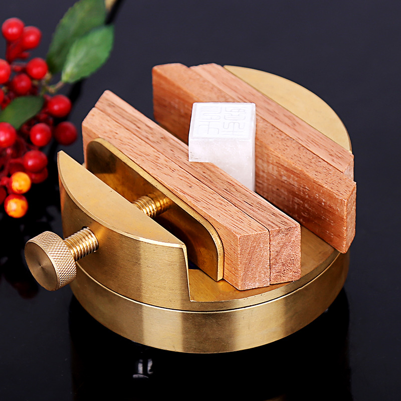 纯铜印床篆刻360度旋转一体机专用夹具刻床工具套装全铜雕刻夹床