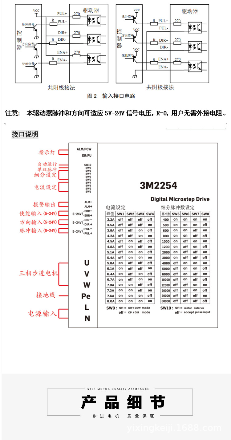 110步进电机套装8n/12n/16n/20n/24n/配3m2254/ls3522驱动器