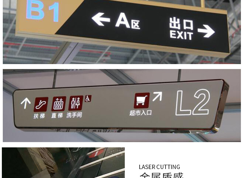 户外led不锈钢标识牌镂空发光吊牌灯箱广告牌指示牌导视牌定制