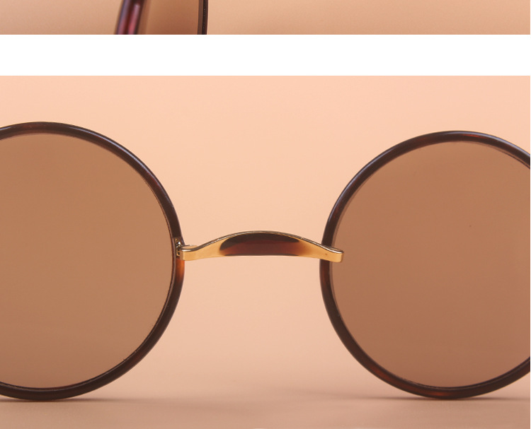 新豹隆水晶太阳眼镜圆形全框玳瑁色合金腿男女款支持订制厂家直供