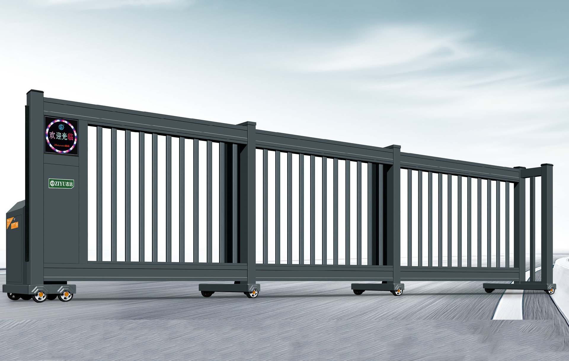 厂家直供铝合金段滑门电动工厂智能分段折叠门伸缩围栏门平移门