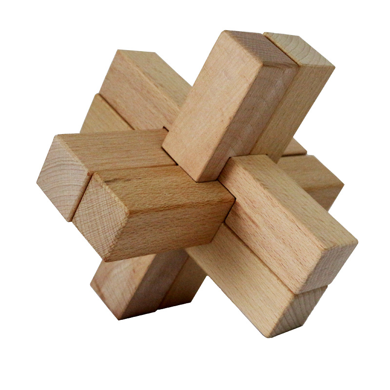 特大号六根孔明锁鲁班锁教具六通益智木制品摆件工艺品拆装组合