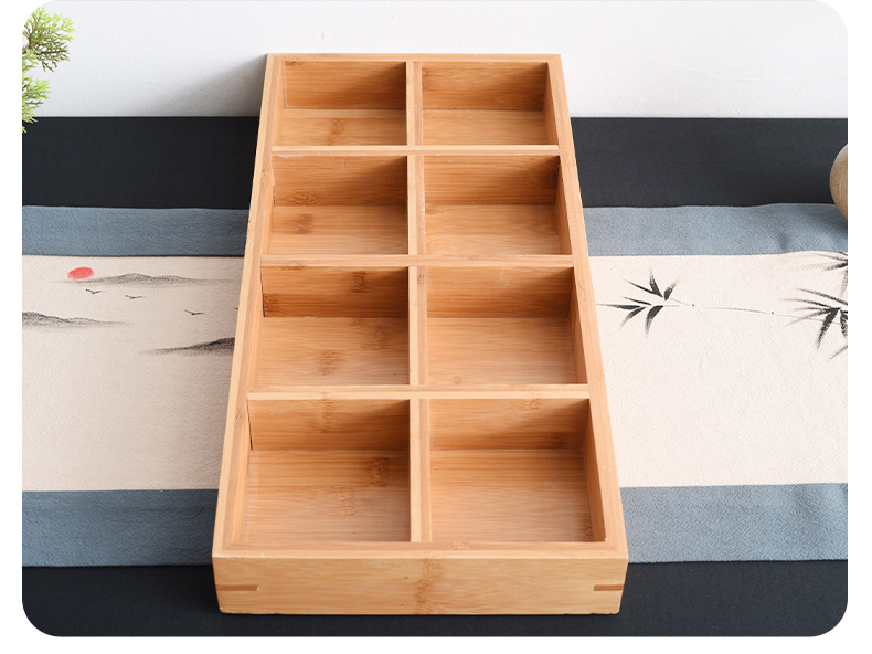 小木盒子实木陈列杂物方格子桌面无盖收纳摆件中秋月饼点心木托盘